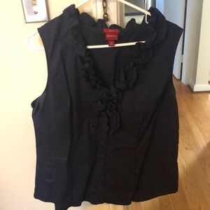 Ruffle neck button down